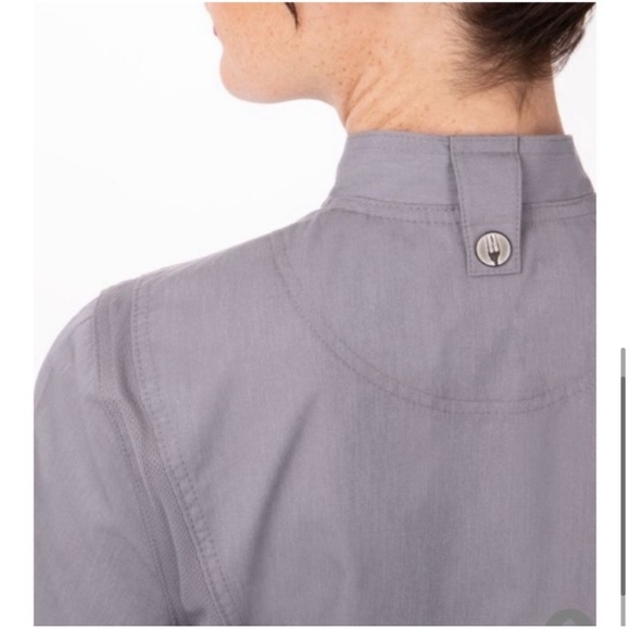 🪞 grey women’s zip up cool vent chef coat small - Picture 5 of 9